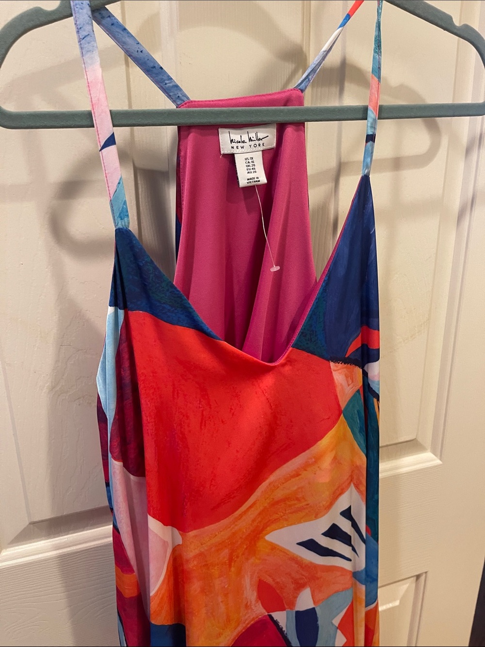 Vibrant Abstract Multicolor Maxi Dress NWT
Built in chest support